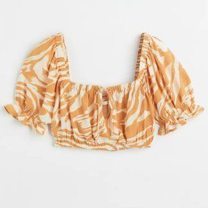 H&M Yellow & White Cropped Medium Blouse